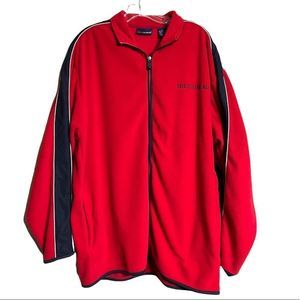 Online Hilton Head Red Zip Up Fleece Sweatshirt Blue Trim Size L EUC